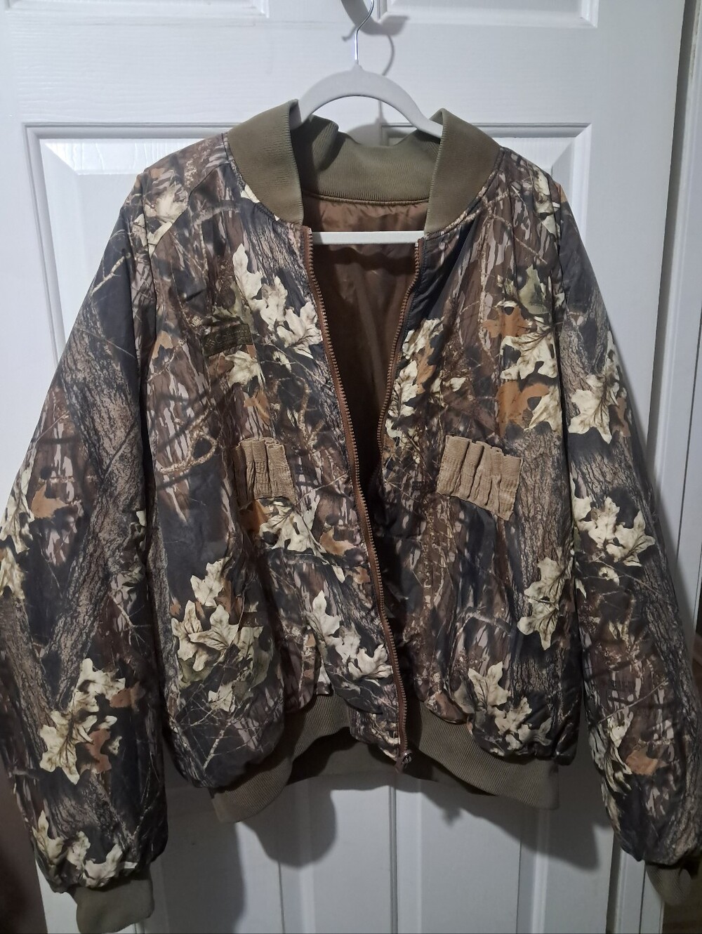 XXL Columbia Mossy Oak-Style Camo Reversible Puffer Jacket - Brown/Green/Black